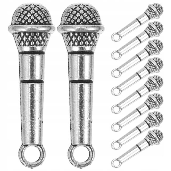 Lot de 10 mini microphones en métal pour décoration miniature et maison de poupée