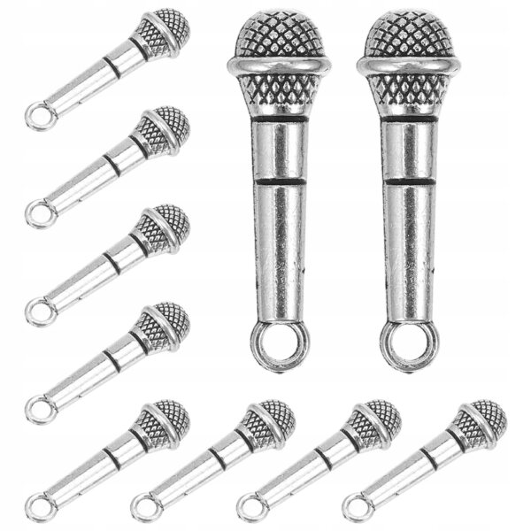 Lot de 10 mini microphones en métal pour décoration miniature et maison de poupée