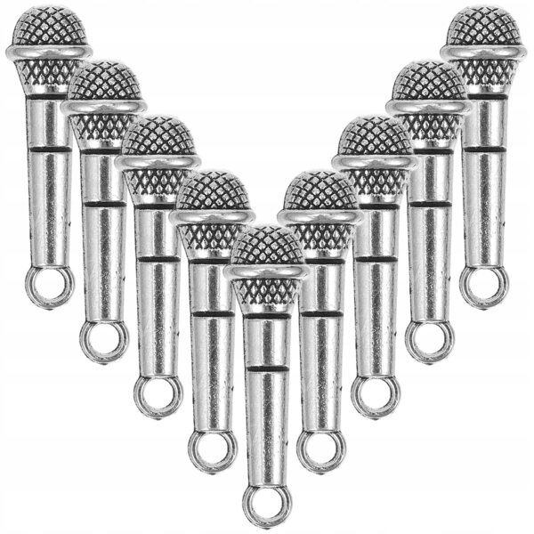 Lot de 10 mini microphones en métal pour décoration miniature et maison de poupée