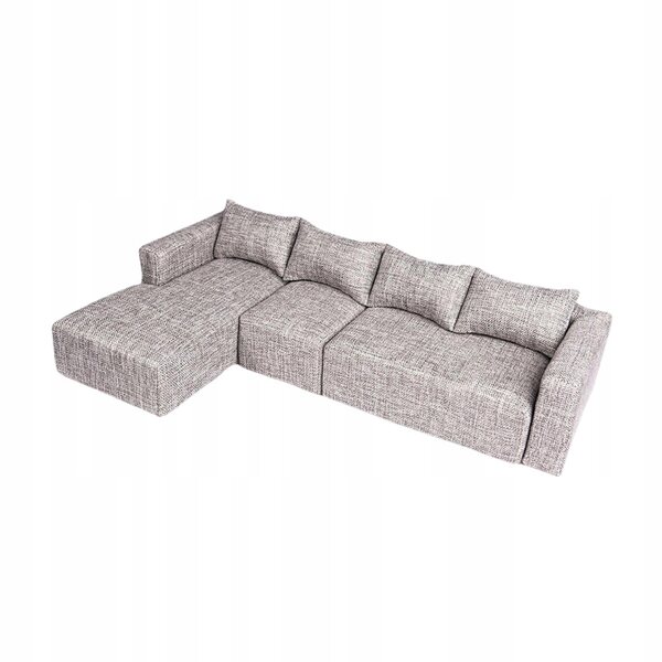 Miniatura sofa modulare angolare per case delle bambole scala 1:6 in legno e tessuto
