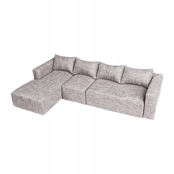 Miniatura sofa modulare angolare per case delle bambole scala 1:6 in legno e tessuto