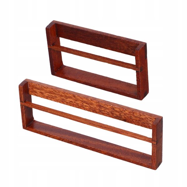 Mini panca libreria in legno brunito per casa delle bambole, set da 2 pezzi