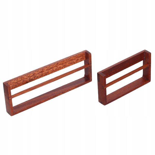 Mini panca libreria in legno brunito per casa delle bambole, set da 2 pezzi