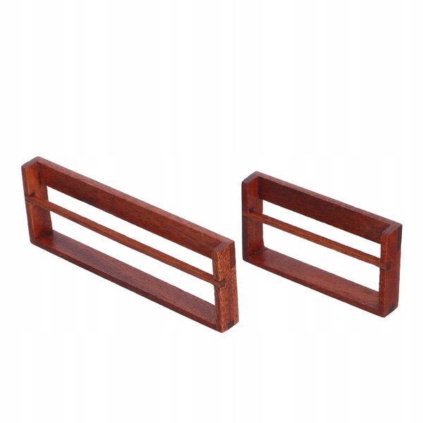 Mini panca libreria in legno brunito per casa delle bambole, set da 2 pezzi