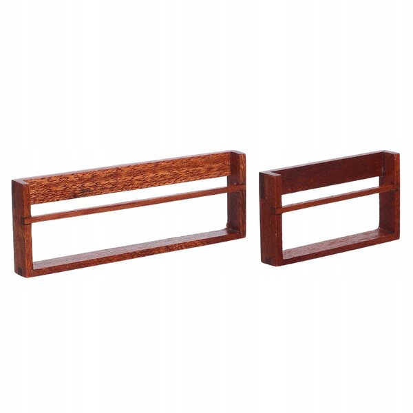 Mini panca libreria in legno brunito per casa delle bambole, set da 2 pezzi