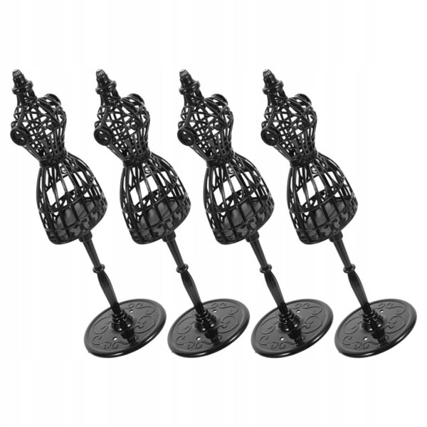 Lot de 4 mini mannequins en plastique noir pour vêtements de poupée 21 cm