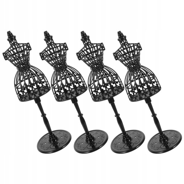 Lot de 4 mini mannequins en plastique noir pour vêtements de poupée 21 cm