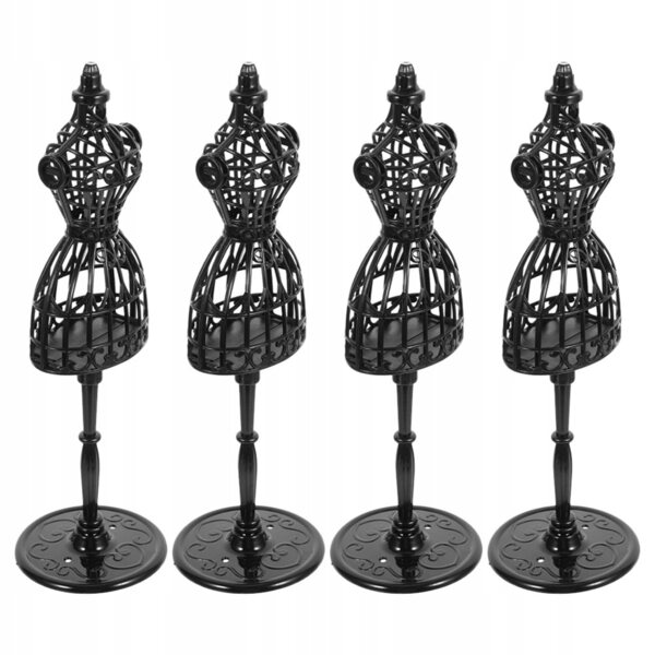 Lot de 4 mini mannequins en plastique noir pour vêtements de poupée 21 cm