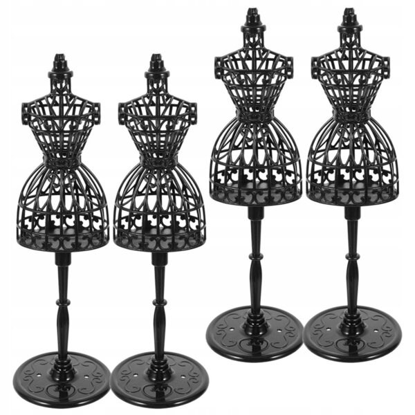 Lot de 4 mini mannequins en plastique noir pour vêtements de poupée 21 cm