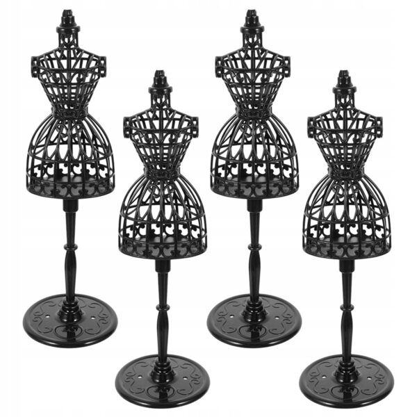 Lot de 4 mini mannequins en plastique noir pour vêtements de poupée 21 cm