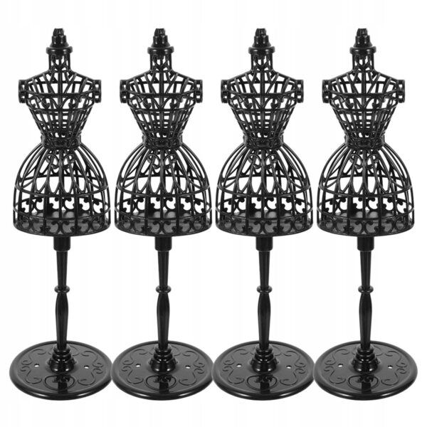 Lot de 4 mini mannequins en plastique noir pour vêtements de poupée 21 cm