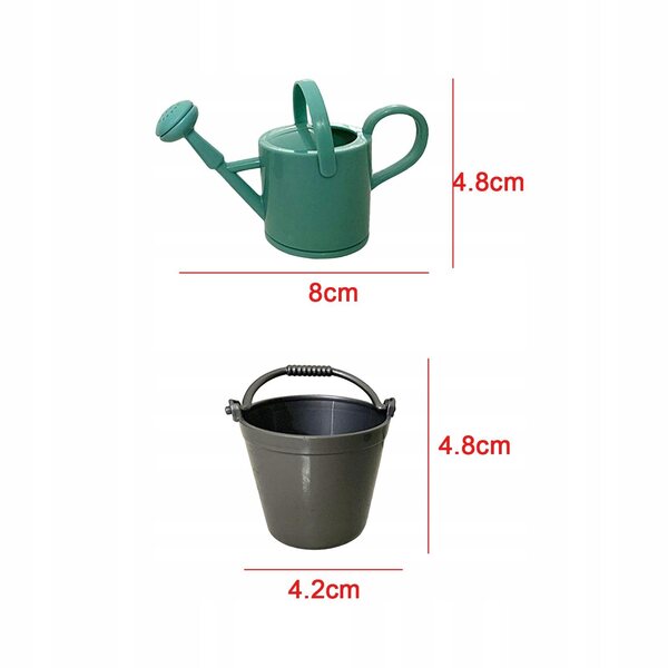Mini set 1/12: 4 secchielli e annaffiatoio in ABS per casa delle bambole