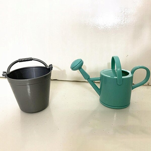 Mini set 1/12: 4 secchielli e annaffiatoio in ABS per casa delle bambole