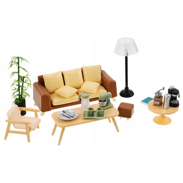 Set di Mobili in Miniatura per Casa delle Bambole con Divano Realistico