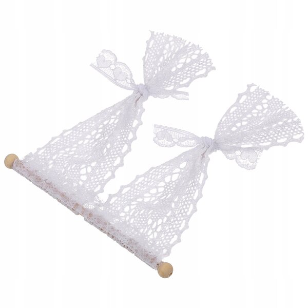 Tende Bianche Miniature per Casa delle Bambole in Legno e Pizzo 13x11,5 cm