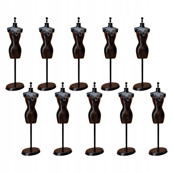 10er-Set Mini-Schaufensterpuppen 1:6 schwarz für Puppen und Display