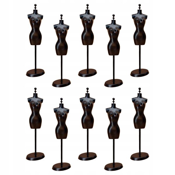 10er-Set Mini-Schaufensterpuppen 1:6 schwarz für Puppen und Display