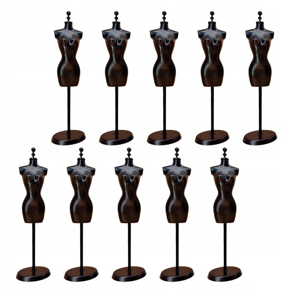 10er-Set Mini-Schaufensterpuppen 1:6 schwarz für Puppen und Display