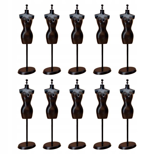 10er-Set Mini-Schaufensterpuppen 1:6 schwarz für Puppen und Display