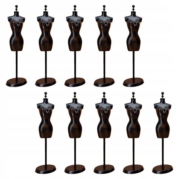 10er-Set Mini-Schaufensterpuppen 1:6 schwarz für Puppen und Display
