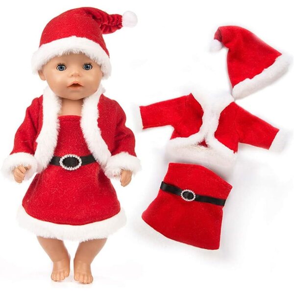 Vestiti Natalizi per Bambole Americane 46 cm - Cappello, Cappotto e Gonna