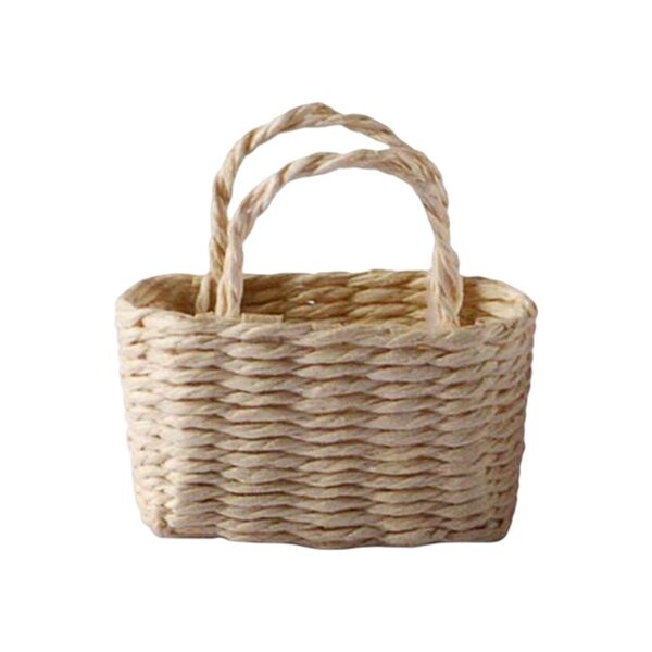 Cestino portaoggetti modello rettangolare per casa delle bambole in rattan
