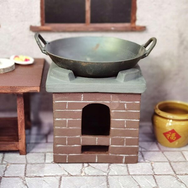 Küchenminiatur aus Keramik für Puppenhäuser, rustikales und realistisches Zubehör 8x8x8 cm
