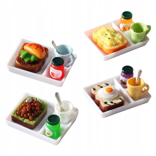 Handgefertigte Miniatur-Toastgläser aus Harz für Puppenhäuser, 4-teiliges Set