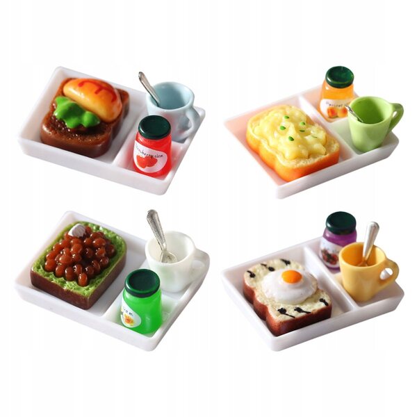 Handgefertigte Miniatur-Toastgläser aus Harz für Puppenhäuser, 4-teiliges Set