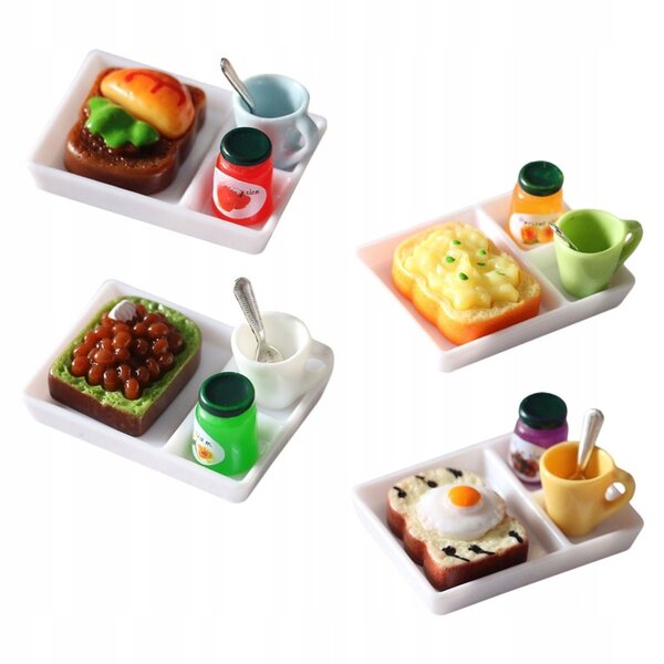 Handgefertigte Miniatur-Toastgläser aus Harz für Puppenhäuser, 4-teiliges Set