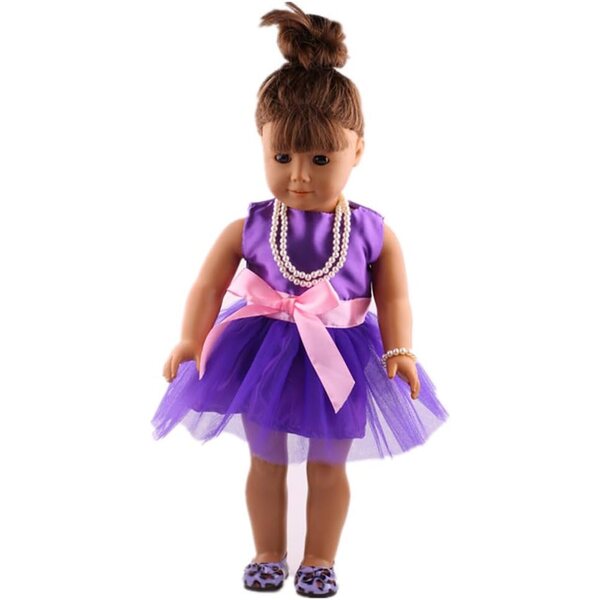 Abito Viola per Bambola Americana 18 pollici, Costume Casual con Accessori