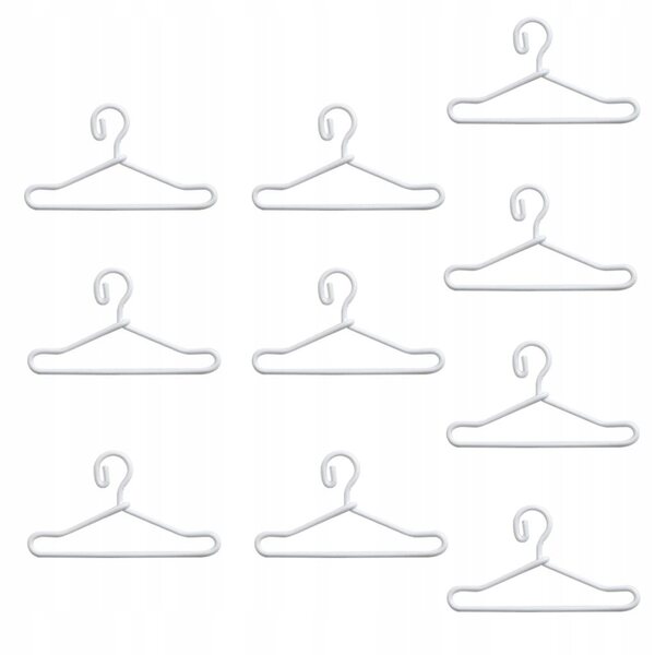 Lot de 10 cintres en métal pour vêtements de poupée de différentes tailles, 150 mm blanc