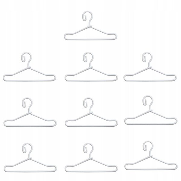 Lot de 10 cintres en métal pour vêtements de poupée de différentes tailles, 150 mm blanc