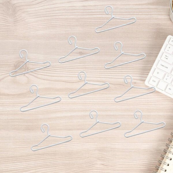 Lot de 10 cintres en métal pour vêtements de poupée de différentes tailles, 150 mm blanc