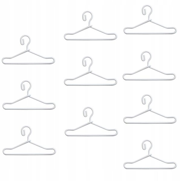 Lot de 10 cintres en métal pour vêtements de poupée de différentes tailles, 150 mm blanc
