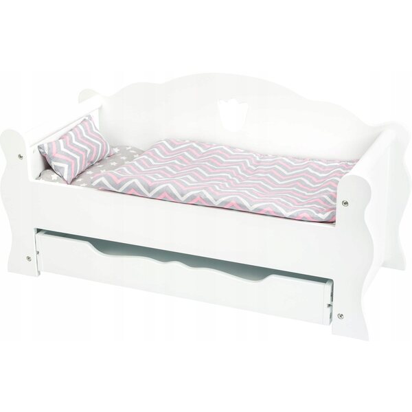 Letto in legno bianco per bambole Small Foot con cassetto contenitore