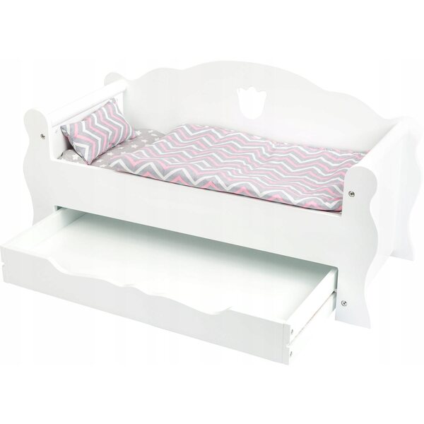 Letto in legno bianco per bambole Small Foot con cassetto contenitore