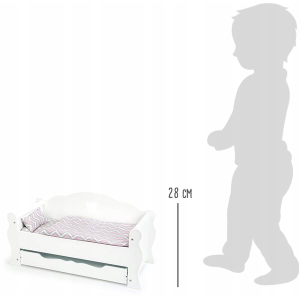 Letto in legno bianco per bambole Small Foot con cassetto contenitore