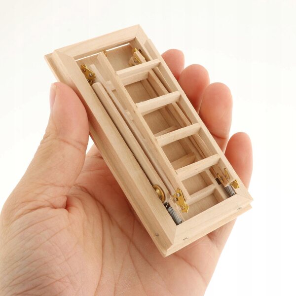 Klappleiter aus Holz für Puppenhaus 1:12 Miniaturzubehör