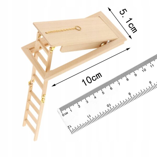 Klappleiter aus Holz für Puppenhaus 1:12 Miniaturzubehör
