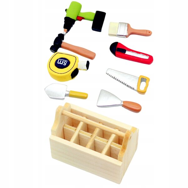 Miniature de boîte à outils en bois pour maisons de poupées 1:6 et 1:12