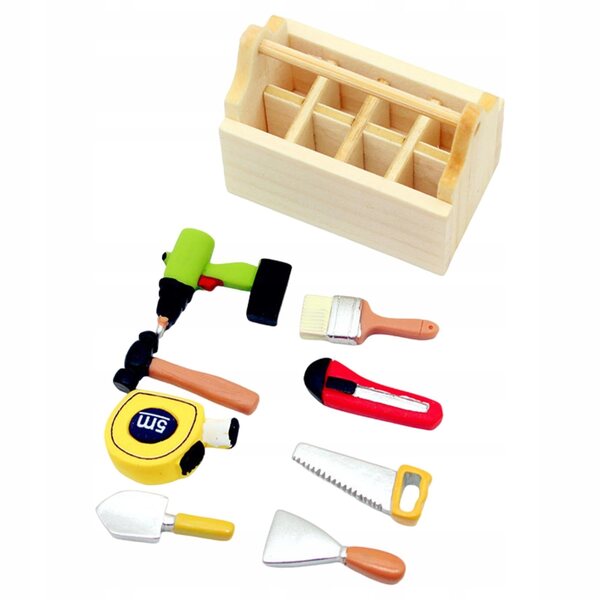 Miniature de boîte à outils en bois pour maisons de poupées 1:6 et 1:12