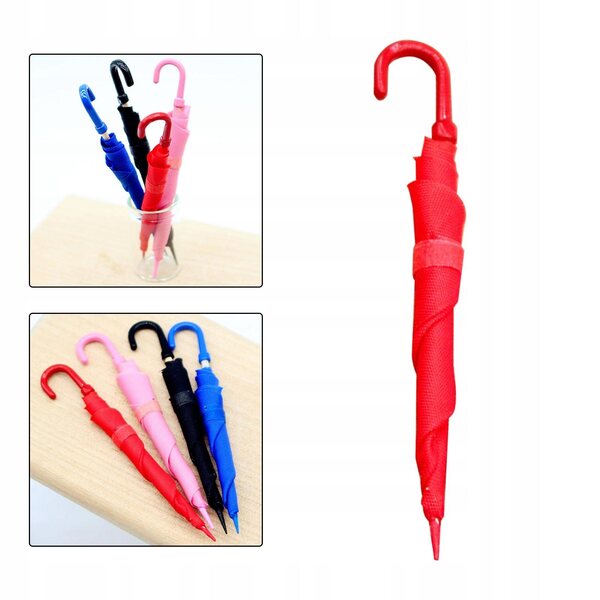 Mini parasol in miniatura per casa delle bambole 1:6 e 1:12 rosso decorativo
