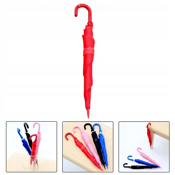 Mini parasol in miniatura per casa delle bambole 1:6 e 1:12 rosso decorativo