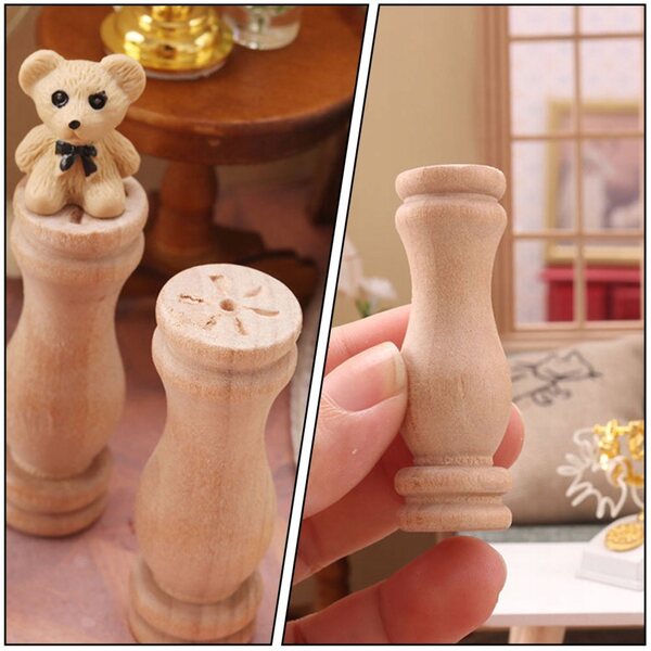 Set 8 Mini Mobili in Legno per Decorazioni e Gioco - Stile Elegante e Naturale