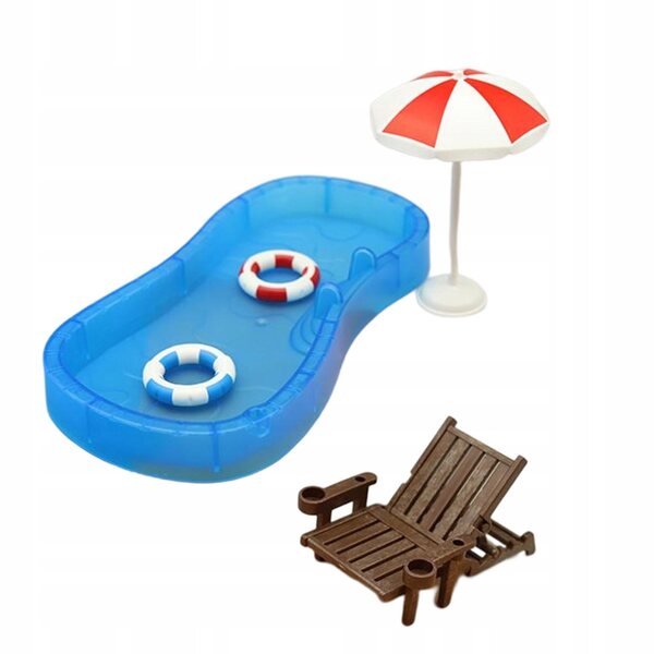 Miniatur-Poolzubehör-Set 1:12 für Puppenhaus und Garten