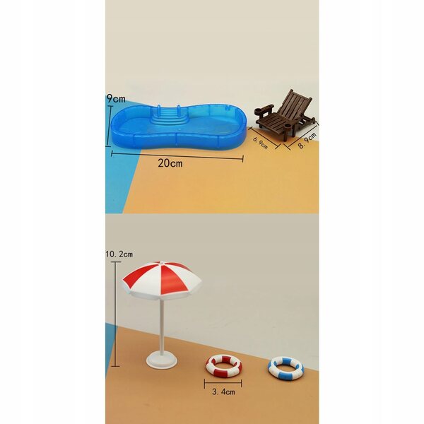 Miniatur-Poolzubehör-Set 1:12 für Puppenhaus und Garten