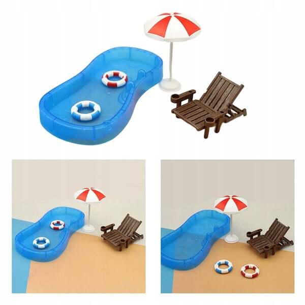 Miniatur-Poolzubehör-Set 1:12 für Puppenhaus und Garten