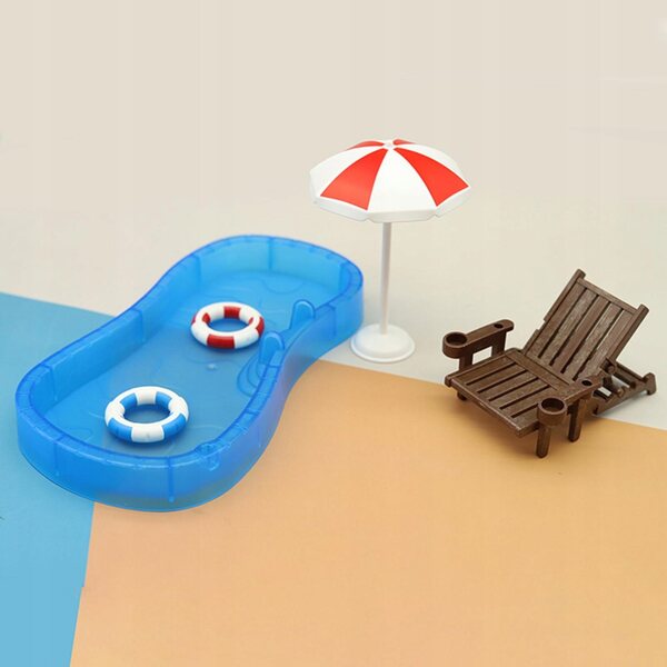 Miniatur-Poolzubehör-Set 1:12 für Puppenhaus und Garten
