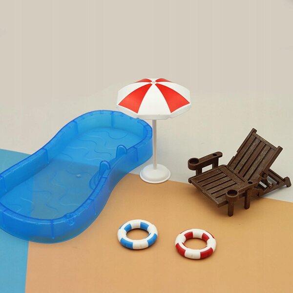 Miniatur-Poolzubehör-Set 1:12 für Puppenhaus und Garten
